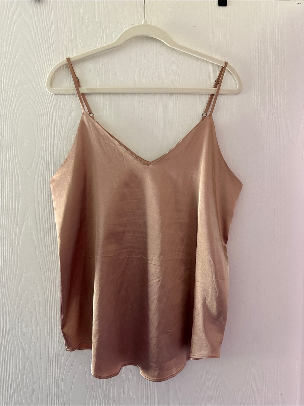 Cherish Satin V-Neck Cami in Rose Gold Tone